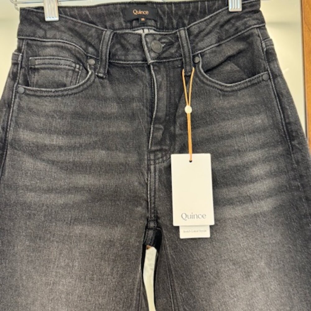 Quince Bella Stretch Relaxed Straight Jeans Charcoal Black 25 - Picture 3 of 6